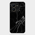 Black Marble Patter Glass Case Cover For Vivo V25 5G