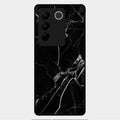 Black Marble Patter Glass Case Cover For Vivo V27 Pro 5G