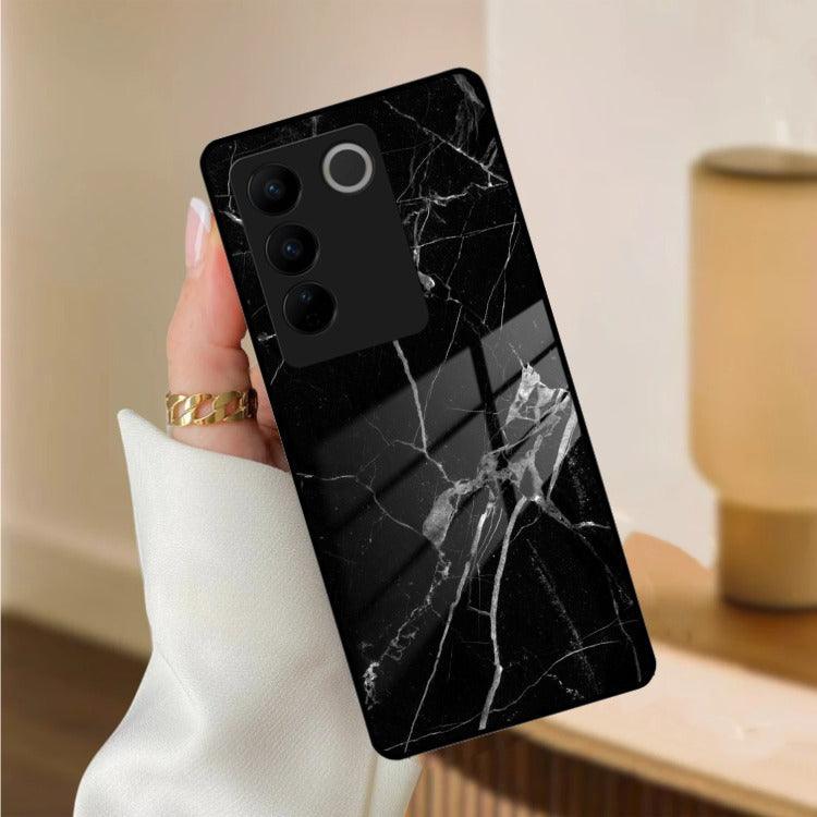 Black Marble Patter Glass Case Cover For Vivo - ShopOnCliQ