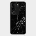 Black Marble Patter Glass Case Cover For Vivo V29 Pro 5G