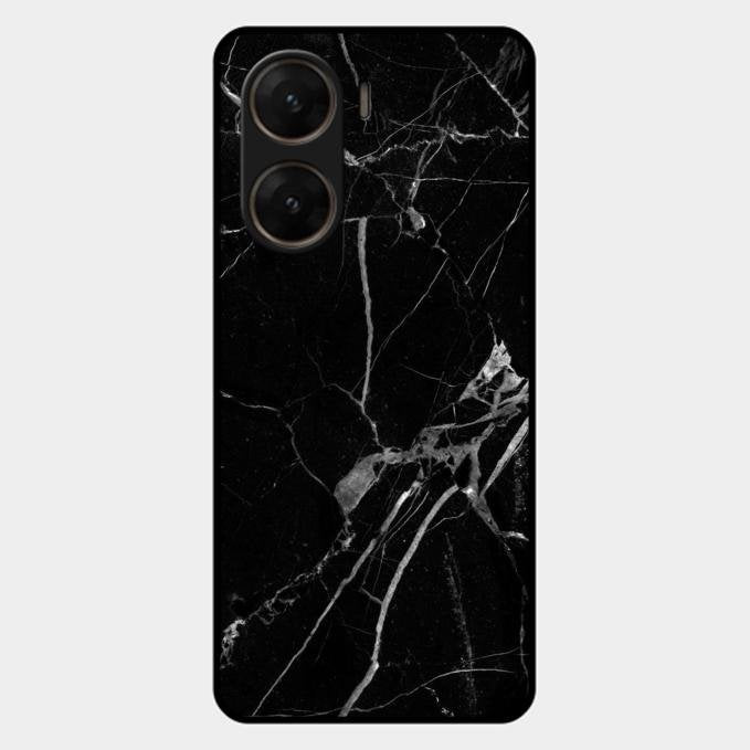 Black Marble Patter Glass Case Cover For Vivo V29E 5G