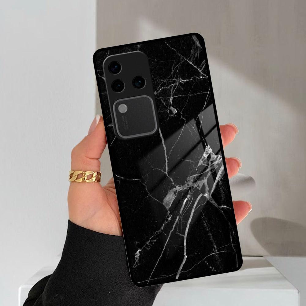 Black Marble Patter Glass Case Cover For Vivo - ShopOnCliQ