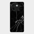 Black Marble Patter Glass Case Cover For Vivo V30E 5G
