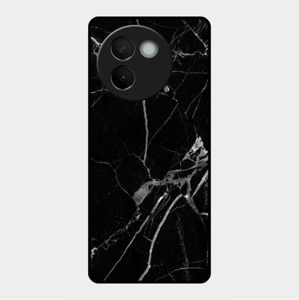 Black Marble Patter Glass Case Cover For Vivo V30E 5G
