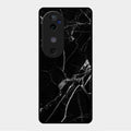 Black Marble Patter Glass Case Cover For Vivo V40 5G