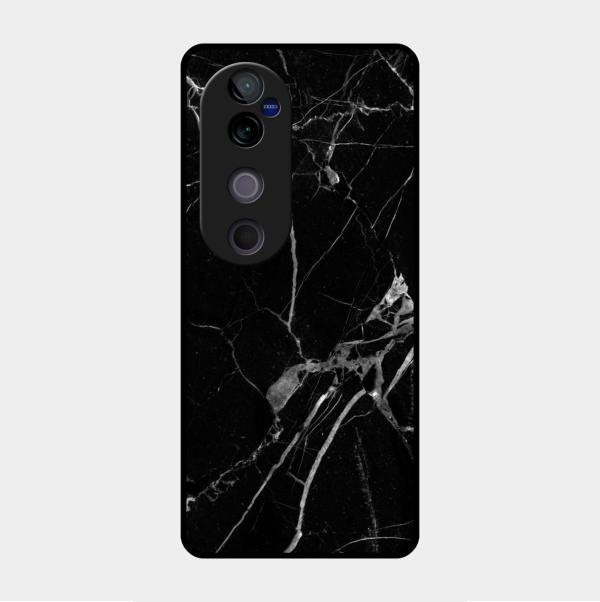 Black Marble Patter Glass Case Cover For Vivo V40 Pro 5G