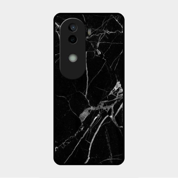 Black Marble Patter Glass Case Cover For Vivo V40E 5G