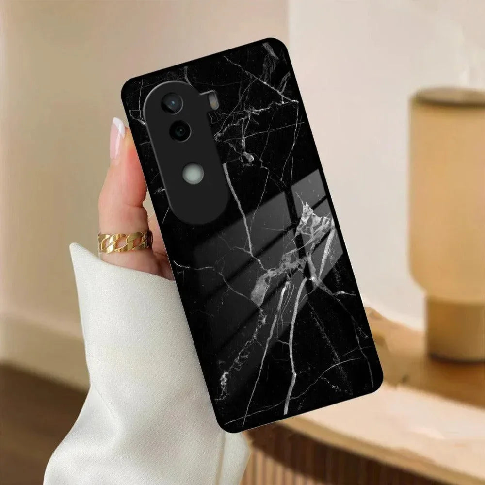 Black Marble Patter Glass Case Cover For iQOO - ShopOnCliQ