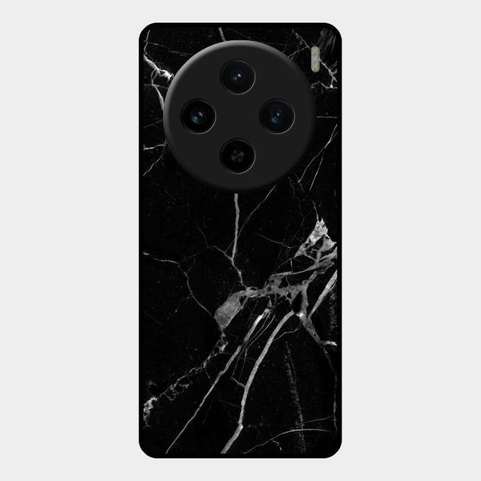 Black Marble Patter Glass Case Cover For Vivo X100 5G
