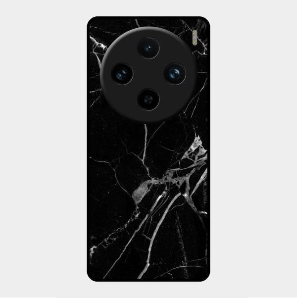 Black Marble Patter Glass Case Cover For Vivo X100 Pro 5G