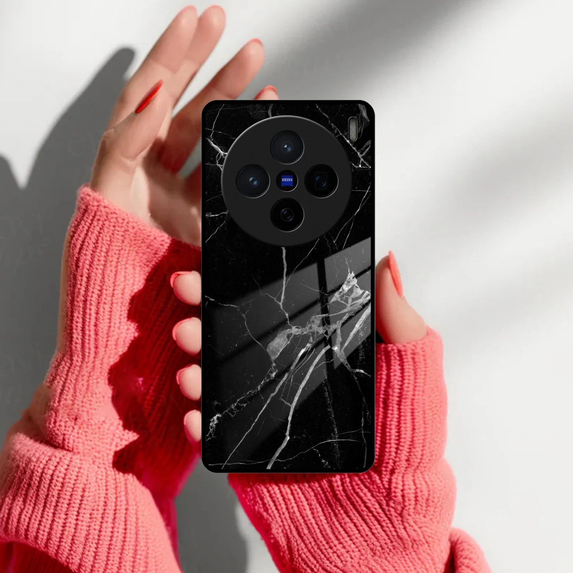 Black Marble Patter Glass Case Cover For Vivo - ShopOnCliQ