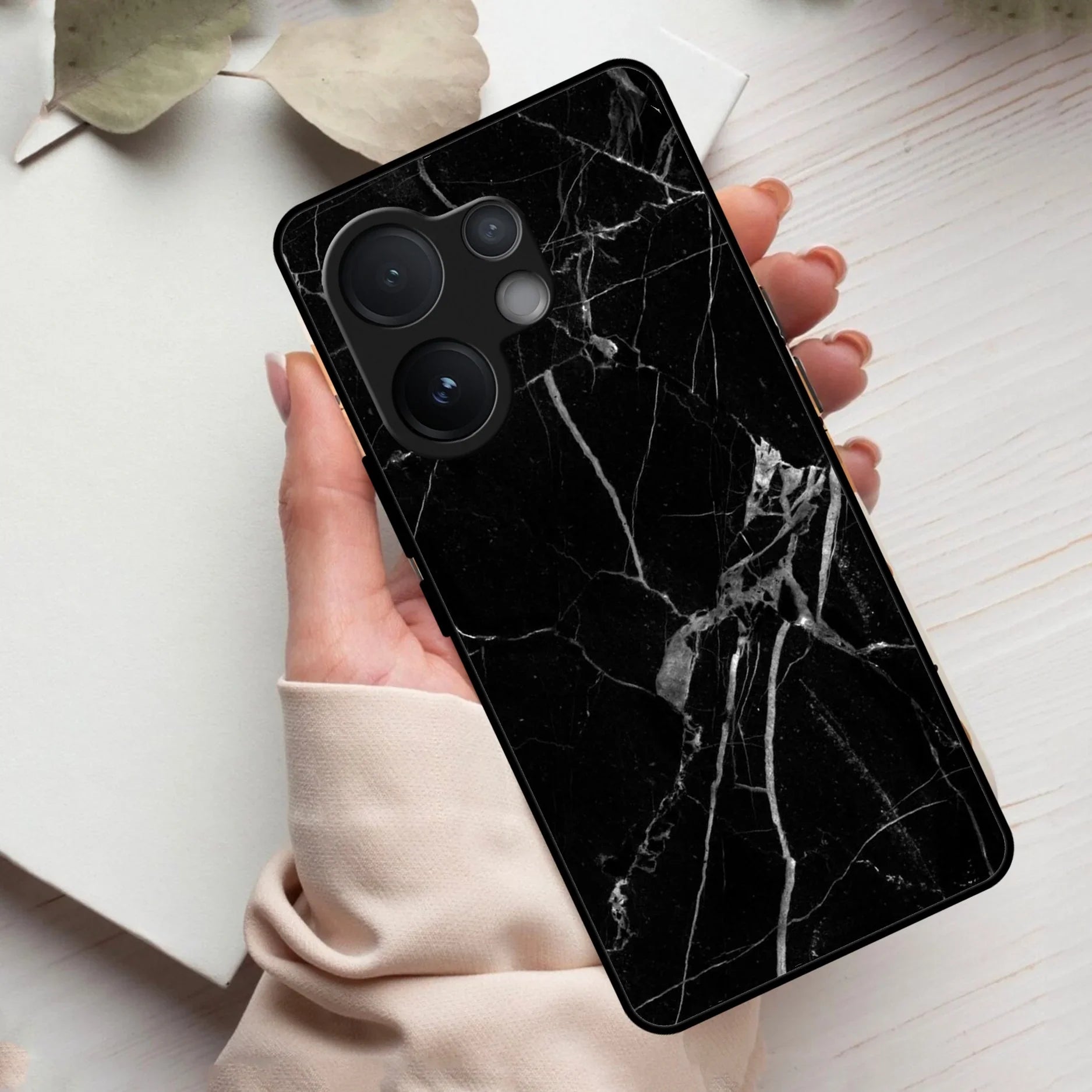 Black Marble Patter Glass Case Cover For Vivo - ShopOnCliQ