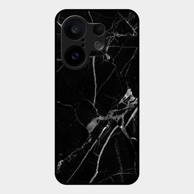Black Marble Patter Glass Case Cover For Vivo X200 Fe 5G