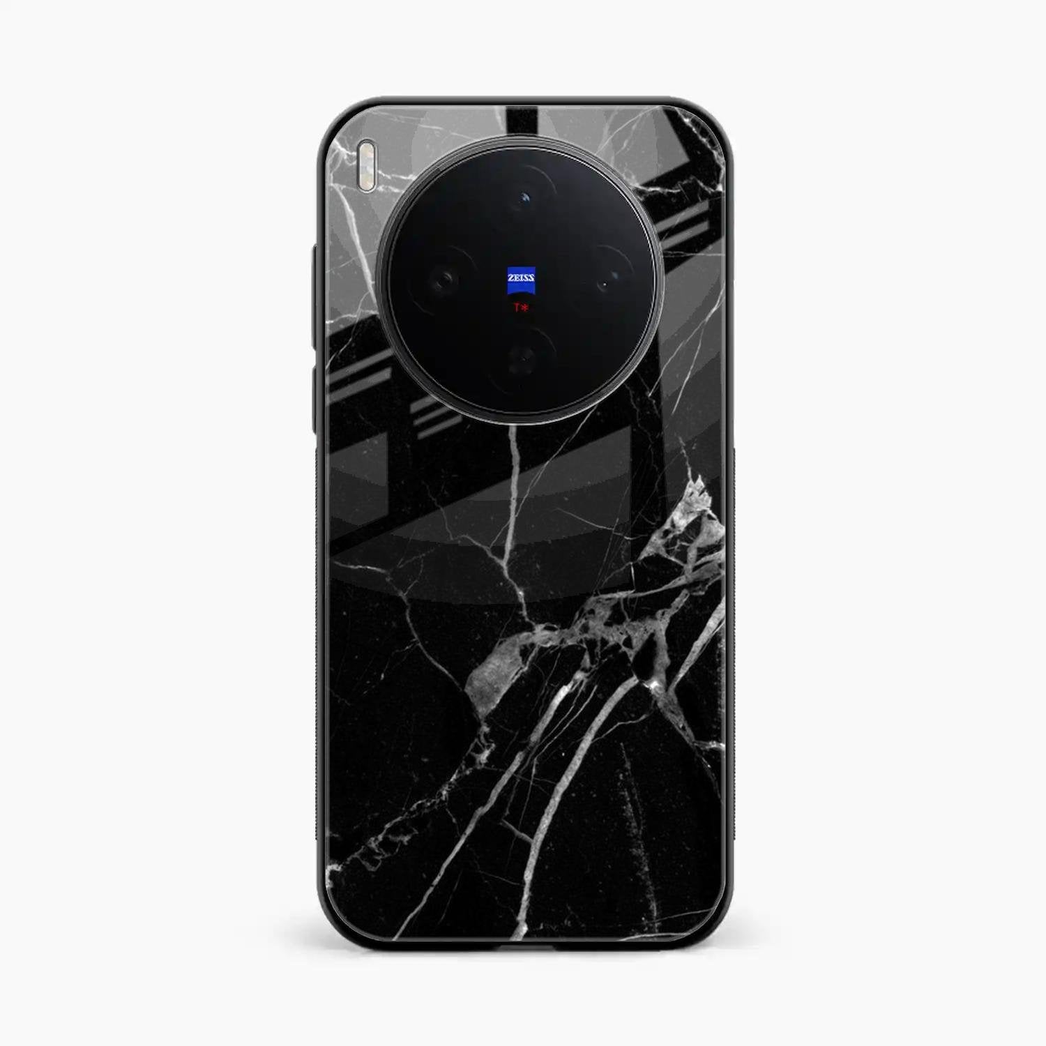 Black Marble Patter Glass Case Cover For Vivo X300 5G