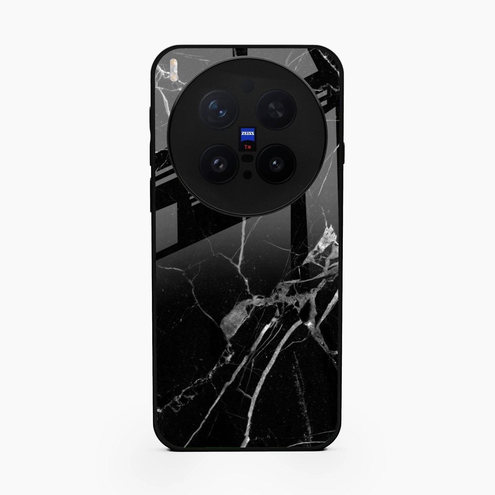 Black Marble Patter Glass Case Cover For Vivo X300 Pro 5G