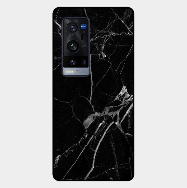 Black Marble Patter Glass Case Cover For Vivo X60 Pro Plus 5G