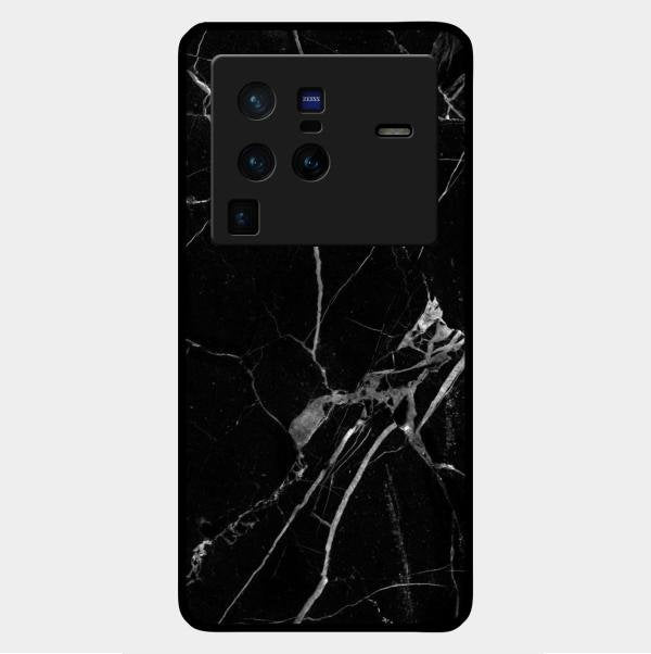 Black Marble Patter Glass Case Cover For Vivo X80 Pro 5G