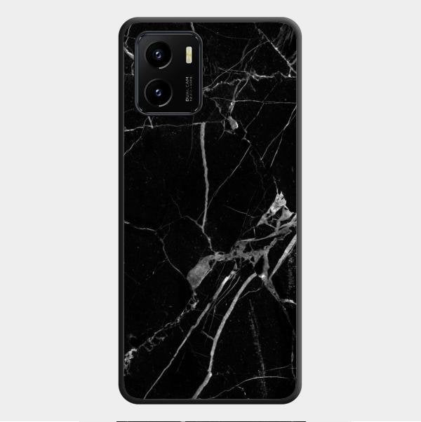 Black Marble Patter Glass Case Cover For Vivo Y01
