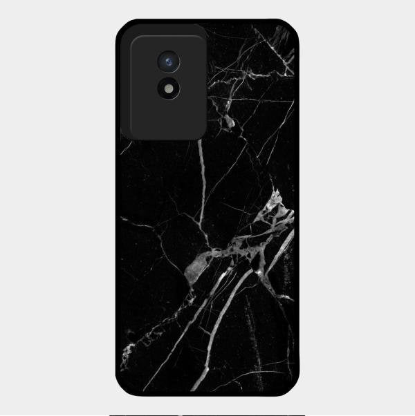 Black Marble Patter Glass Case Cover For Vivo Y02T