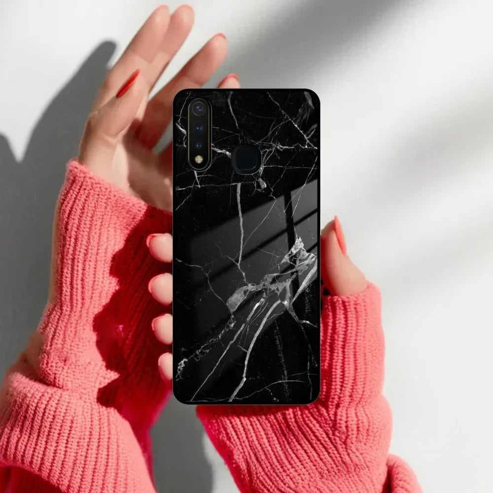 Black Marble Patter Glass Case Cover For iQOO - ShopOnCliQ