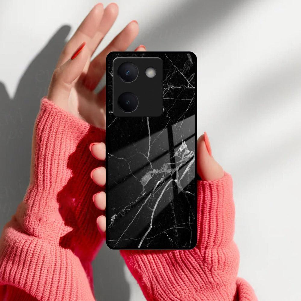 Black Marble Patter Glass Case Cover For Vivo - ShopOnCliQ