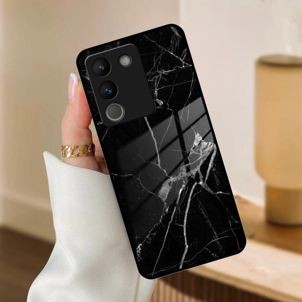 Black Marble Patter Glass Case Cover For Vivo - ShopOnCliQ