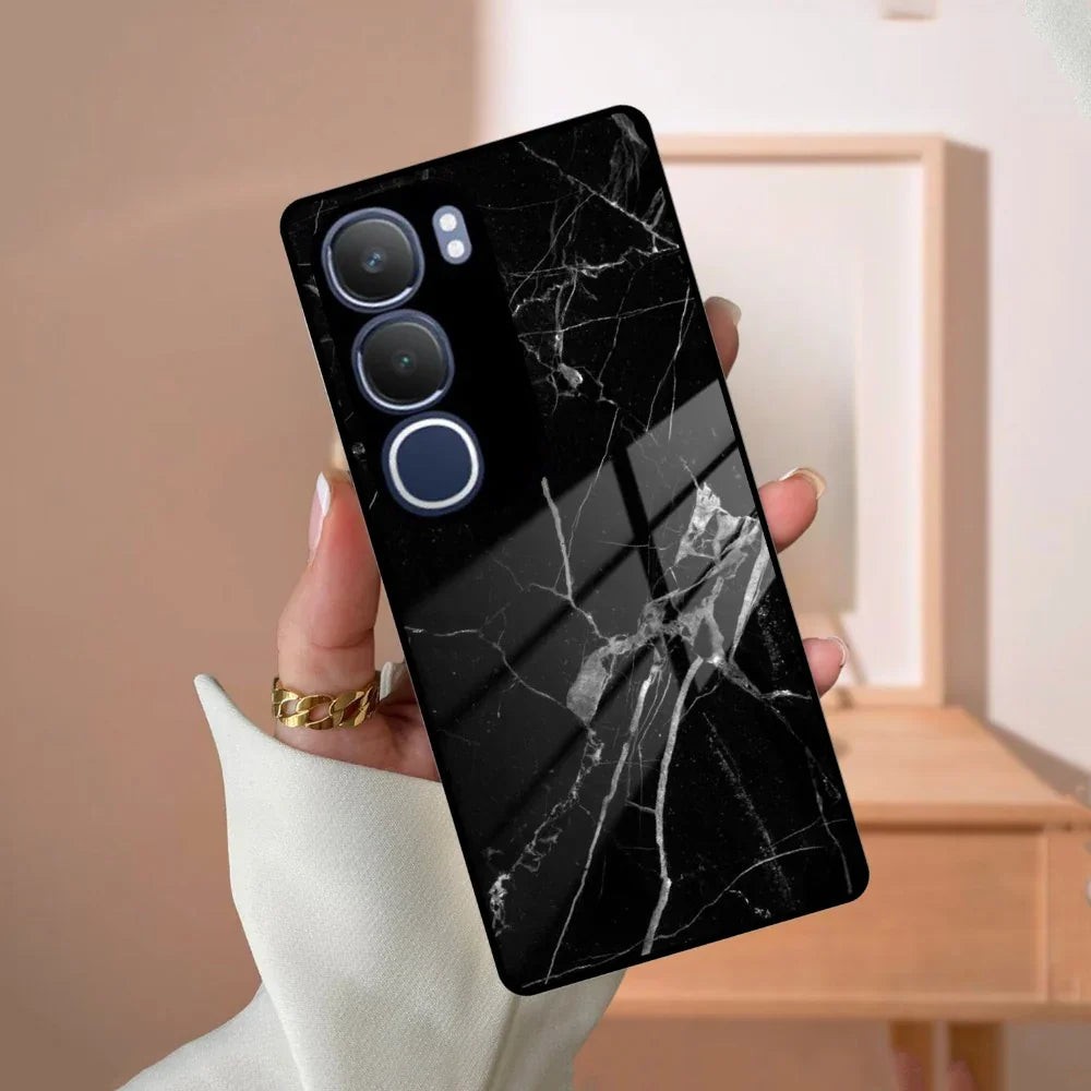 Black Marble Patter Glass Case Cover For Vivo - ShopOnCliQ