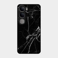 Black Marble Patter Glass Case Cover For Vivo Y300 5G