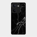 Black Marble Patter Glass Case Cover For Vivo Y300 Plus 5G