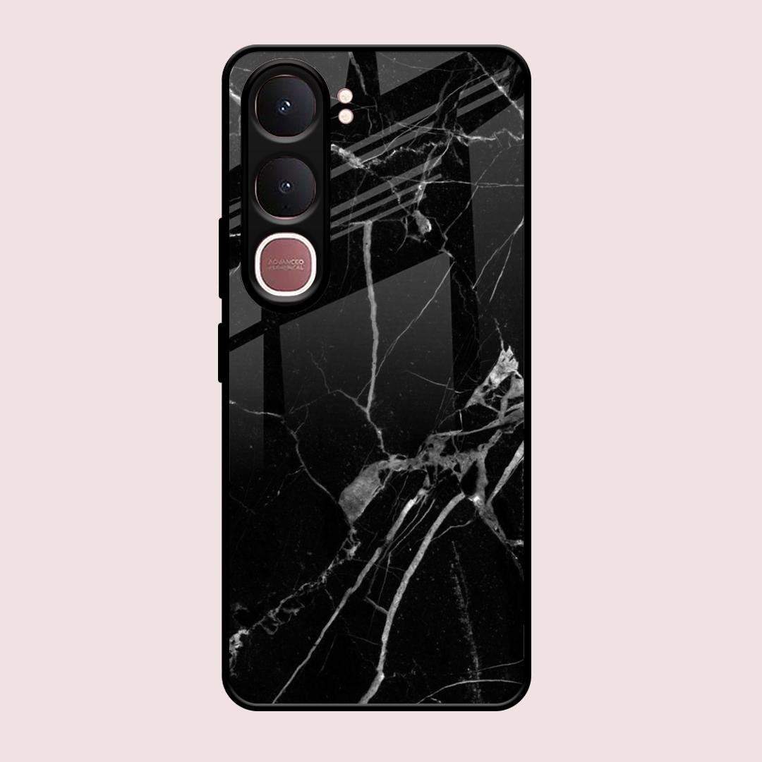 Black Marble Patter Glass Case Cover For Vivo Y31 5G