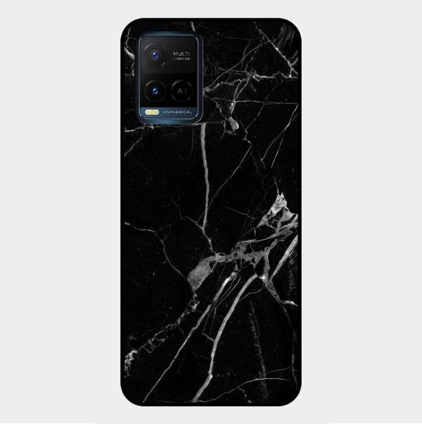 Black Marble Patter Glass Case Cover For Vivo Y33T