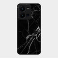 Black Marble Patter Glass Case Cover For Vivo Y35