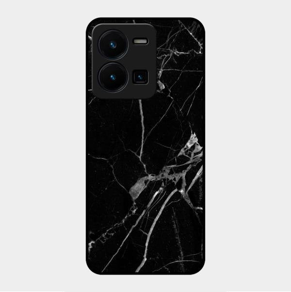Black Marble Patter Glass Case Cover For Vivo Y35