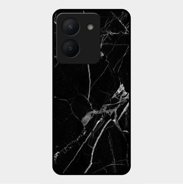 Black Marble Patter Glass Case Cover For Vivo Y36