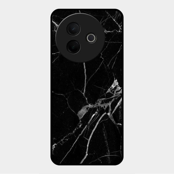 Black Marble Patter Glass Case Cover For Vivo Y39 5G
