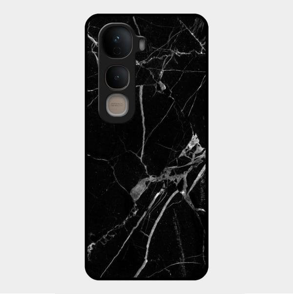 Black Marble Patter Glass Case Cover For Vivo Y400 5G