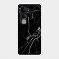 Black Marble Patter Glass Case Cover For Vivo Y400 Pro 5G