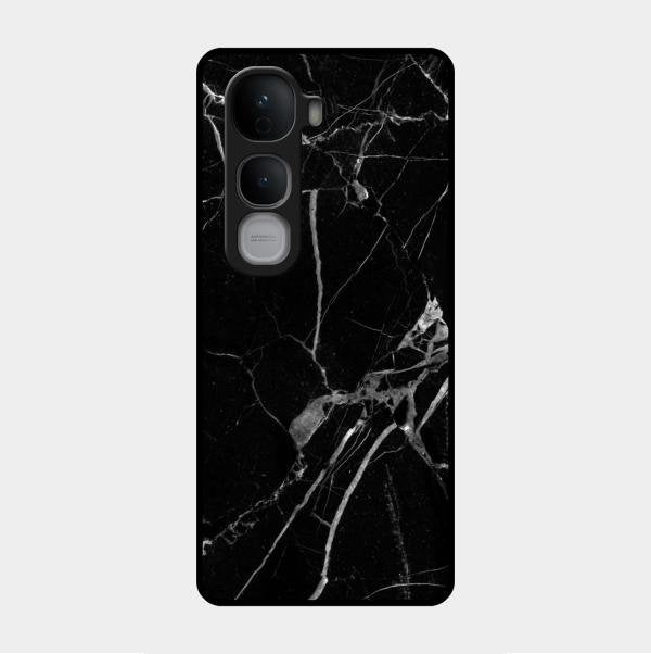 Black Marble Patter Glass Case Cover For Vivo Y400 Pro 5G