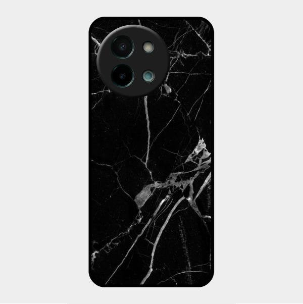 Black Marble Patter Glass Case Cover For Vivo Y58 5G