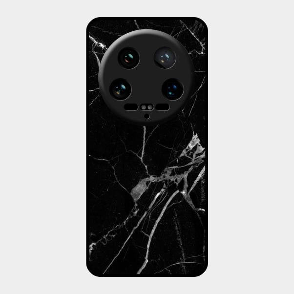 Black Marble Patter Glass Case Cover For Xiaomi 14 Ultra