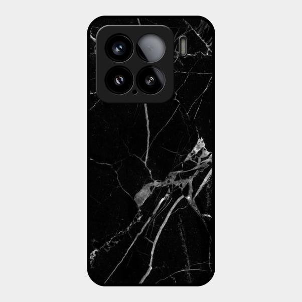 Black Marble Patter Glass Case Cover For Xiaomi 15 5G