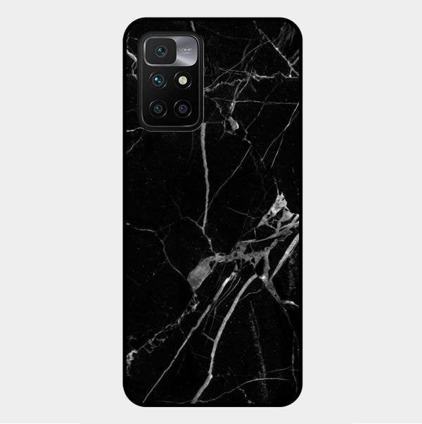 Black Marble Patter Glass Case Cover For Xiaomi Redmi 10 Prime