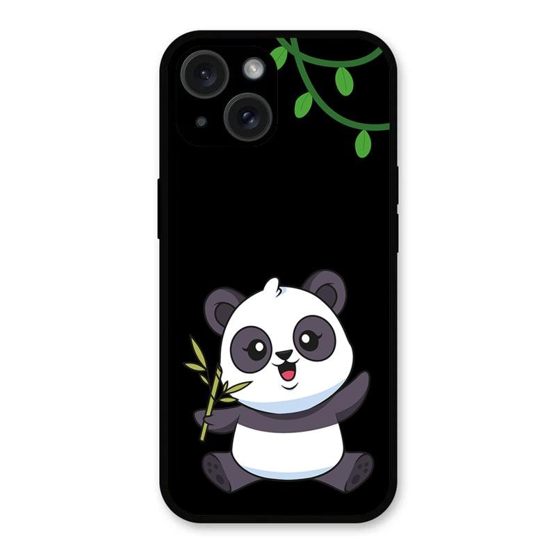 Black Panda Glass Phone Case For iPhone 15 Plus