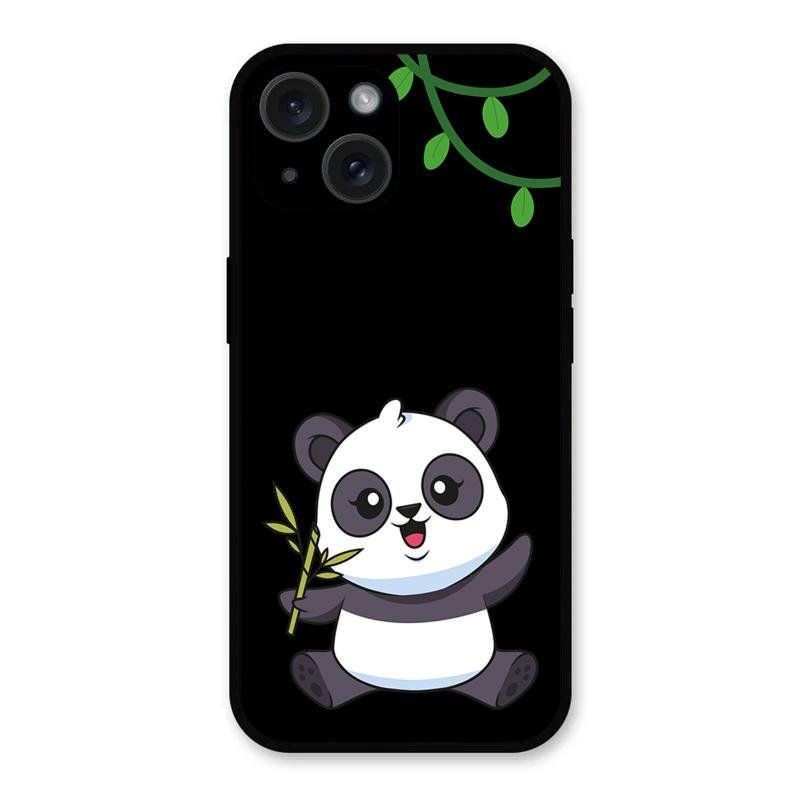 Black Panda Glass Phone Case For iPhone 15