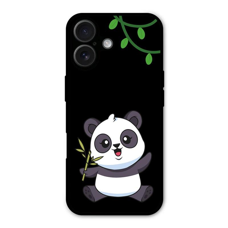 Black Panda Glass Phone Case For iPhone 16 Plus