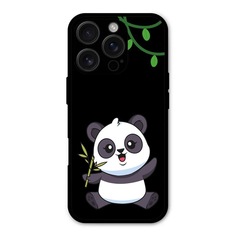 Black Panda Glass Phone Case For iPhone 16 Pro