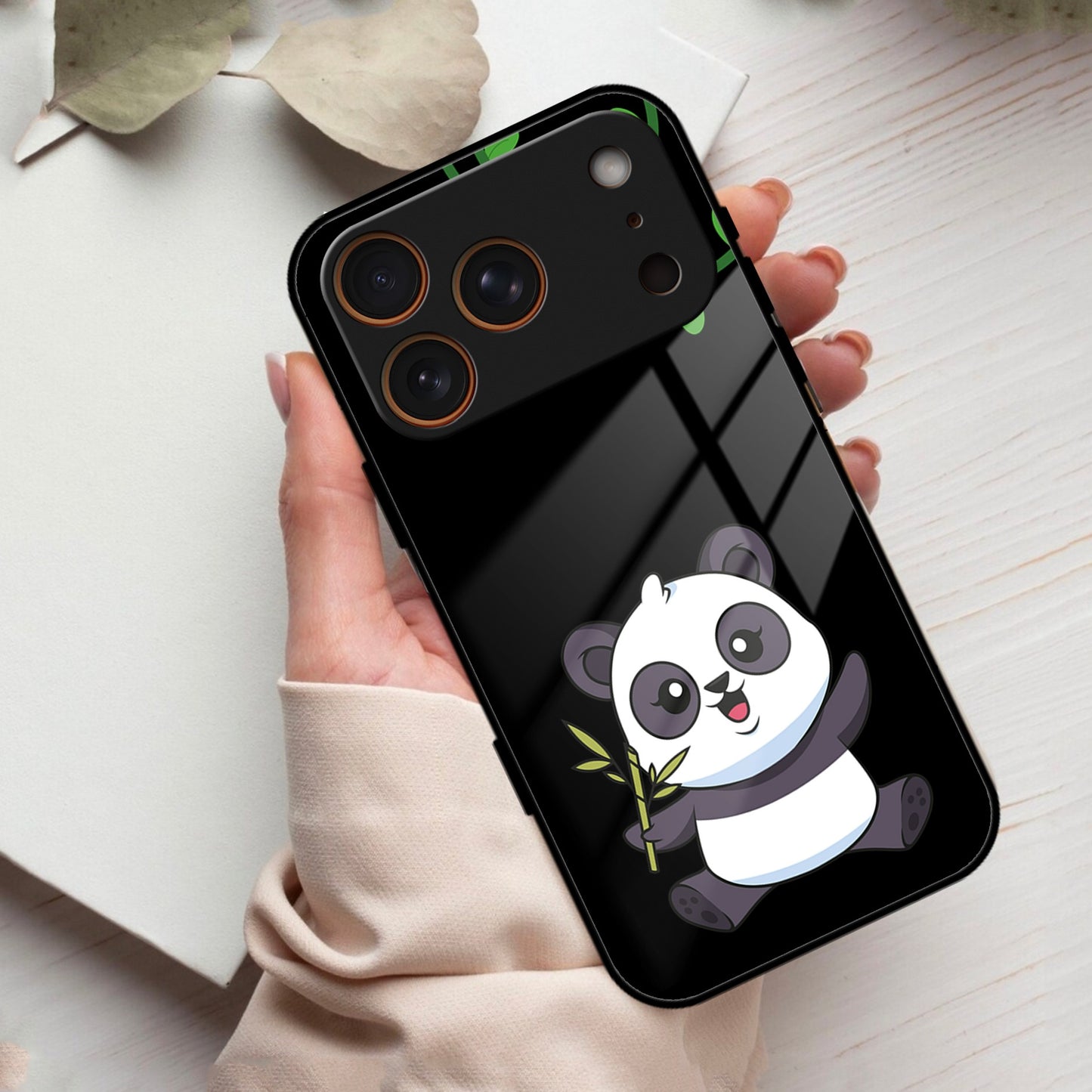 Black Panda Glass Phone Case For iPhone