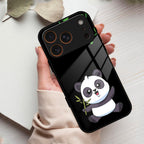 Black Panda Glass Phone Case For iPhone 17 Pro Max