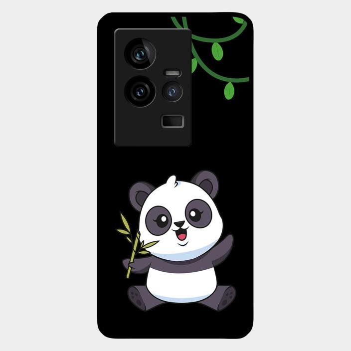 Black Panda Glass Phone Case For Iqoo 11 5G