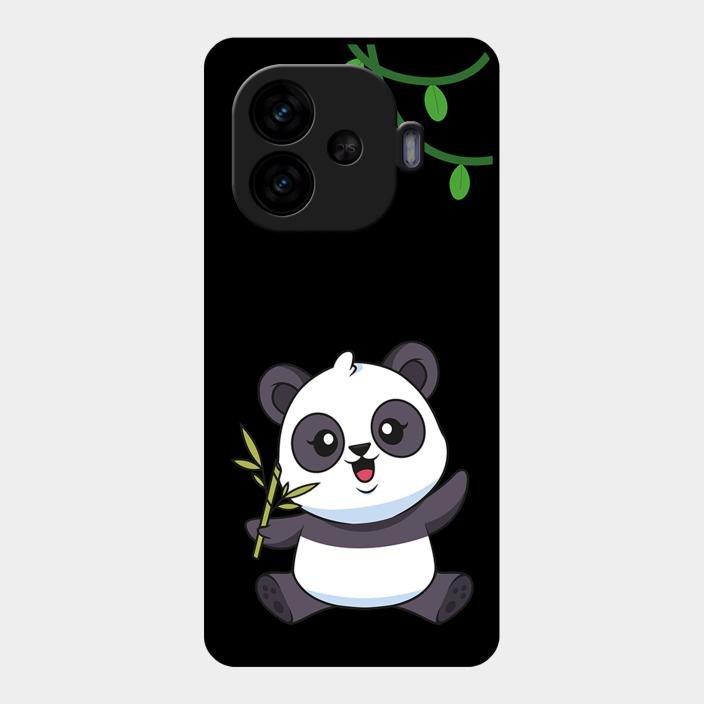 Black Panda Glass Phone Case For Iqoo Neo 10R 5G